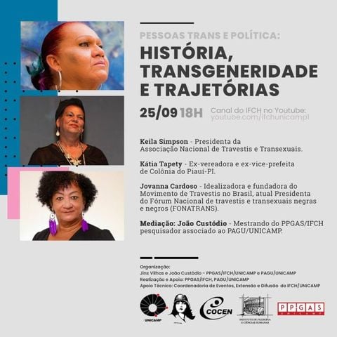 Núcleo de estudos da USP e UNICAMP promove webinário “Pessoas Trans e Política: História, Transgeneridade e Trajetórias”