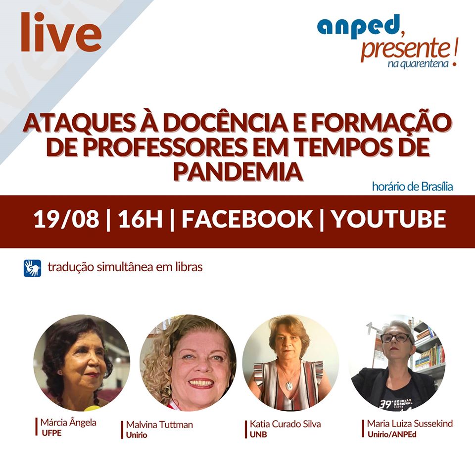 Anped promove live "Ataques à Docência e Formação de Professores em Tempos de Pandemia"