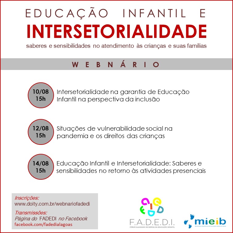 "Educação infantil e intersetorialidade" é tema de série de webnários