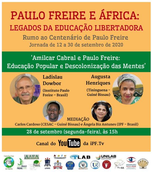 Instituto Paulo Freire promove webinário “Amilcar Cabral e Paulo Freire: Educação da Educação Libertadora” 