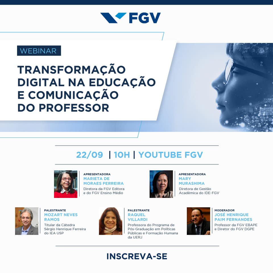 FGV promove webinar “Transformação digital na educação e comunicação do professor”