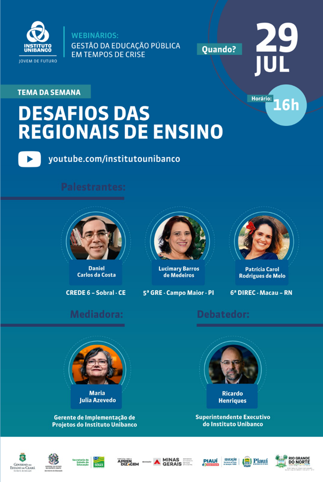 Instituto Unibanco promove webinário "Desafios das regionais de ensino" 