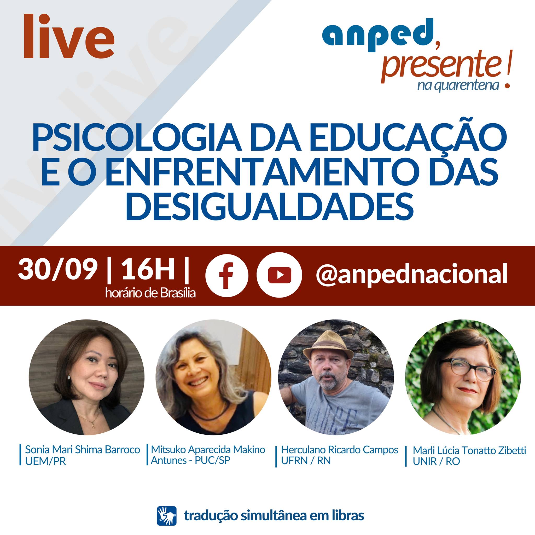 Anped promove live “Psicologia da educação e o enfrentamento das desigualdades”