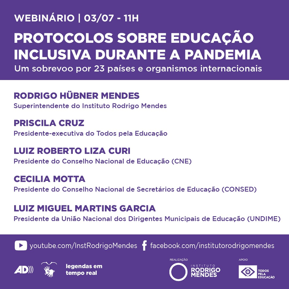 Instituto Rodrigo Mendes apresenta estudo sobre protocolos para educação inclusiva durante a pandemia