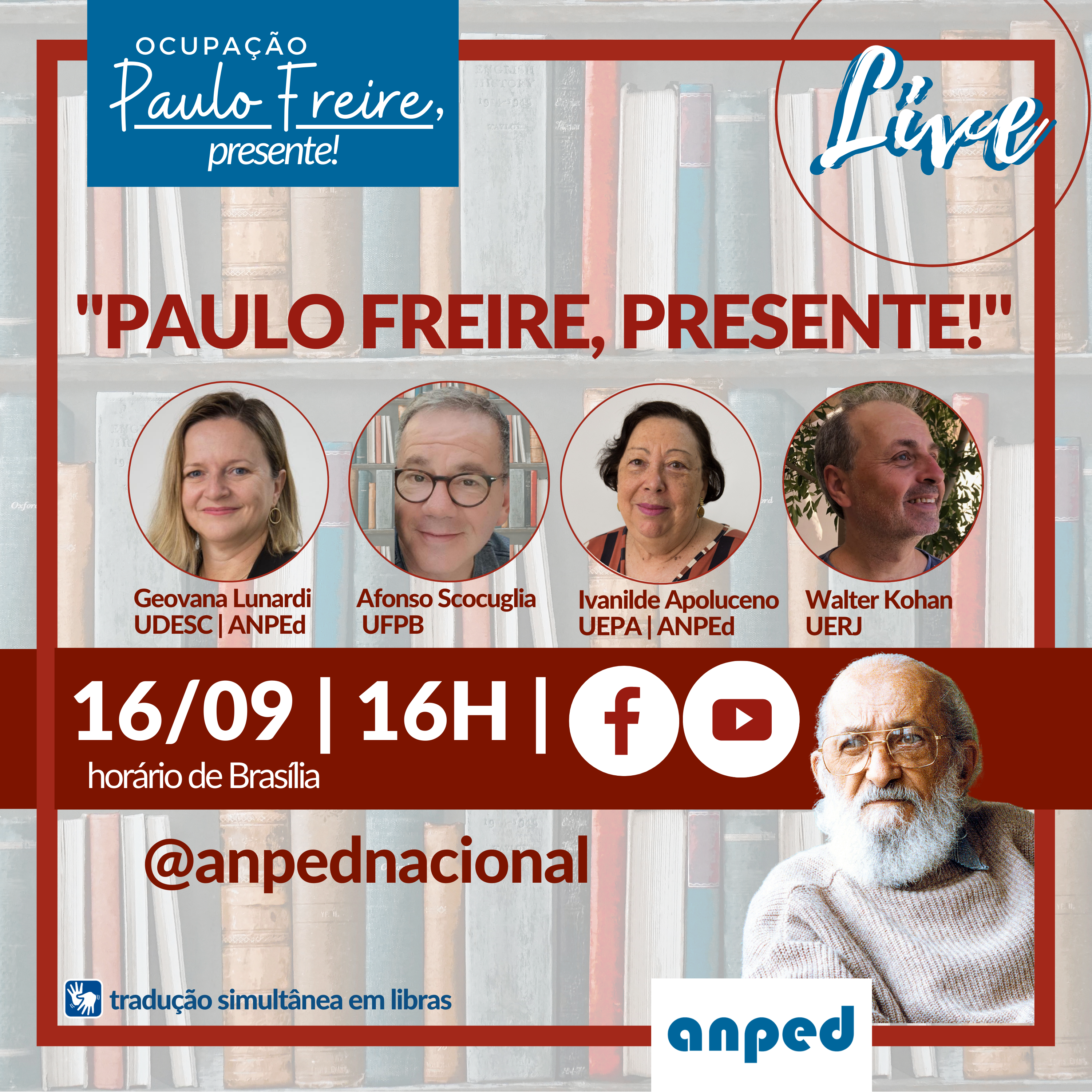 Anped promove live "Paulo Freire, Presente!" 