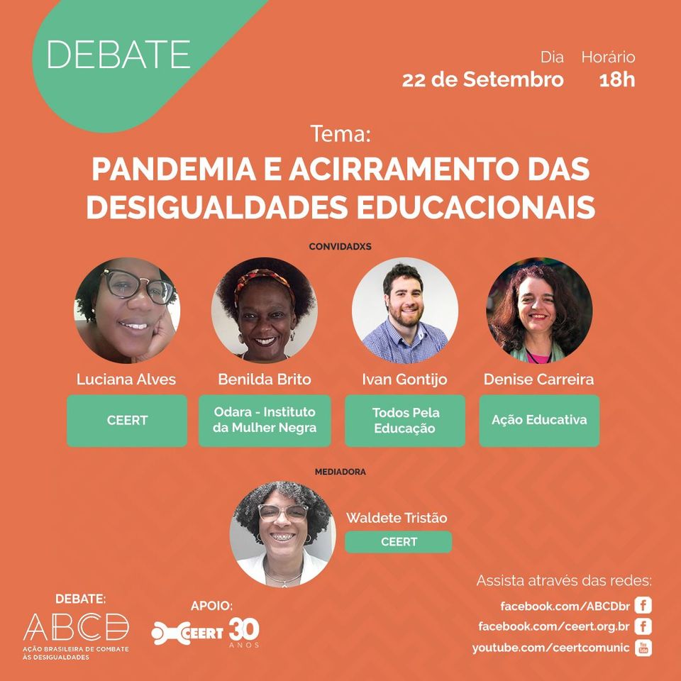 Ação Brasileira de Combate às Desigualdades debate pandemia e educação