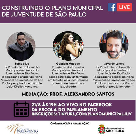 Escola do Parlamento promove webinário "Construindo o Plano Municipal de Juventudes de São Paulo" 