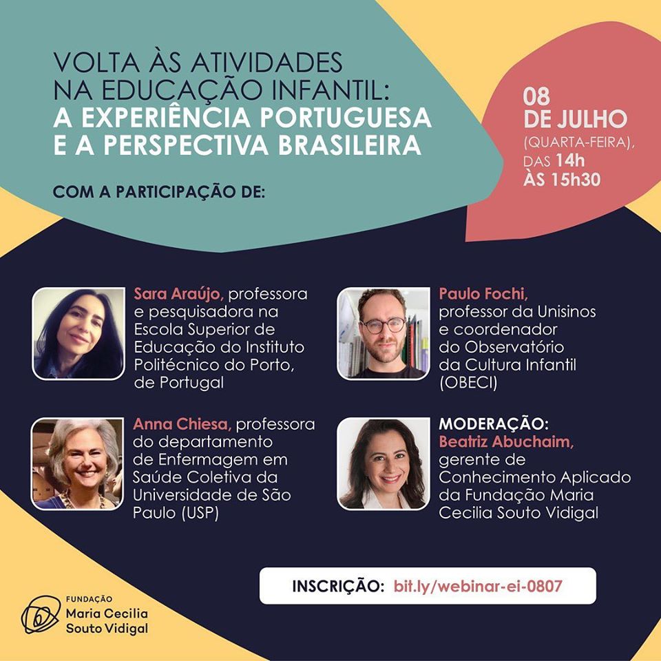 Experiência da retomada da educação infantil em Portugal será apresentada em webnário